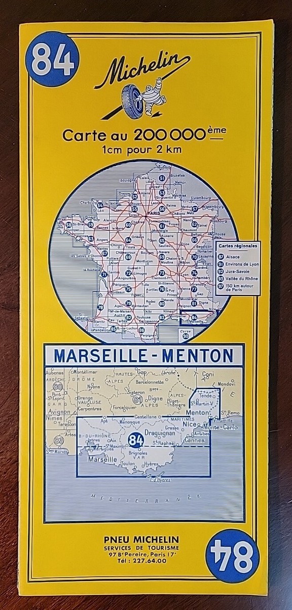 pneu michelin. nº 84. mapa de marseille- menton - Compra venta en