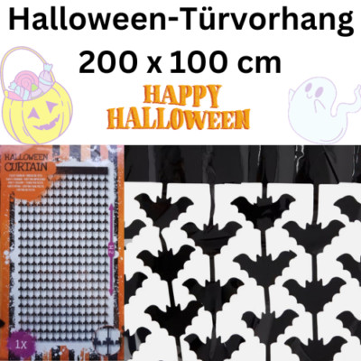 Halloween-Türvorhang 200 x 100 cm Fledermaus, Deko Party, Eingangsvorhang, Tür