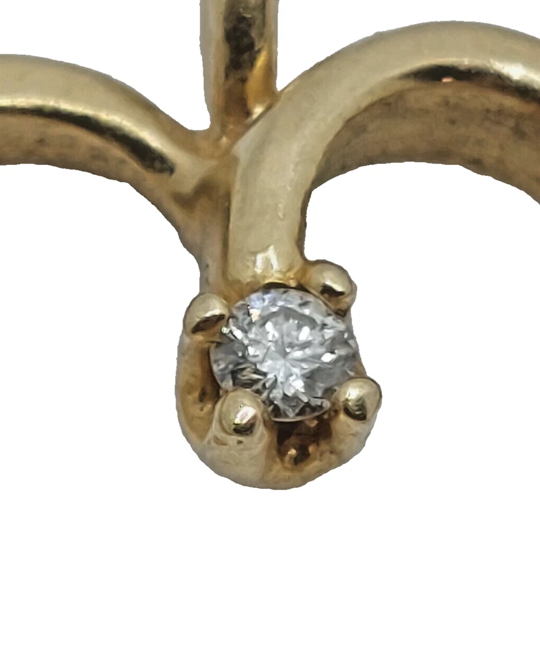 De colección. Colgante solitario de diamantes naturales con corazón de oro 14k Y de 3/4" Foto 4 de 4