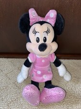 Disney Small Minnie Mouse Stuffed Plush Doll Pink Dress EUC