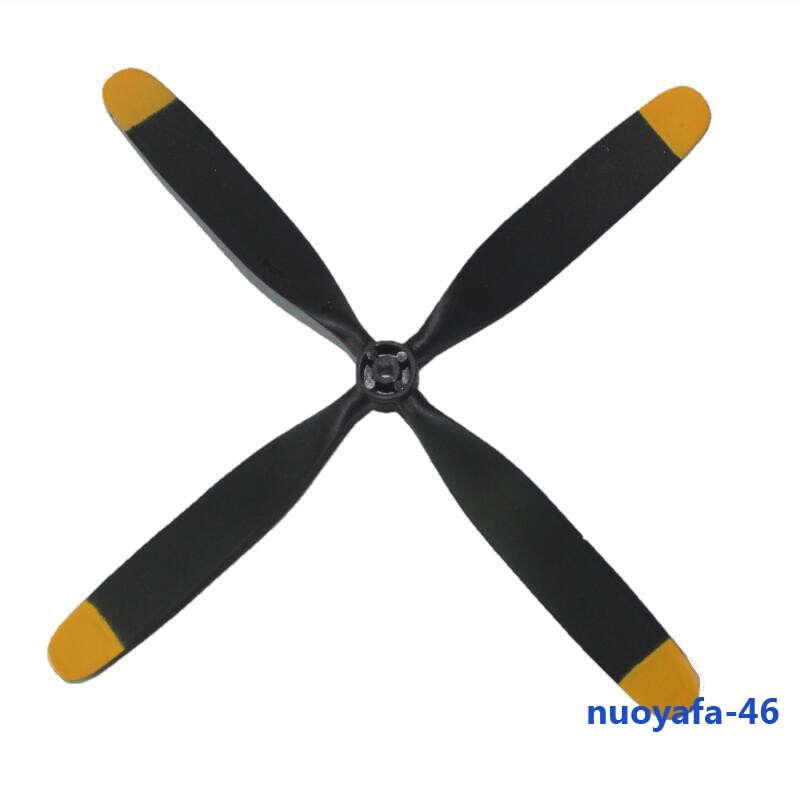 Hélice 4 Pales Volantex Pour Avion RC Warbird (Mustang, BF109, P51D, Zero...) - Noir
