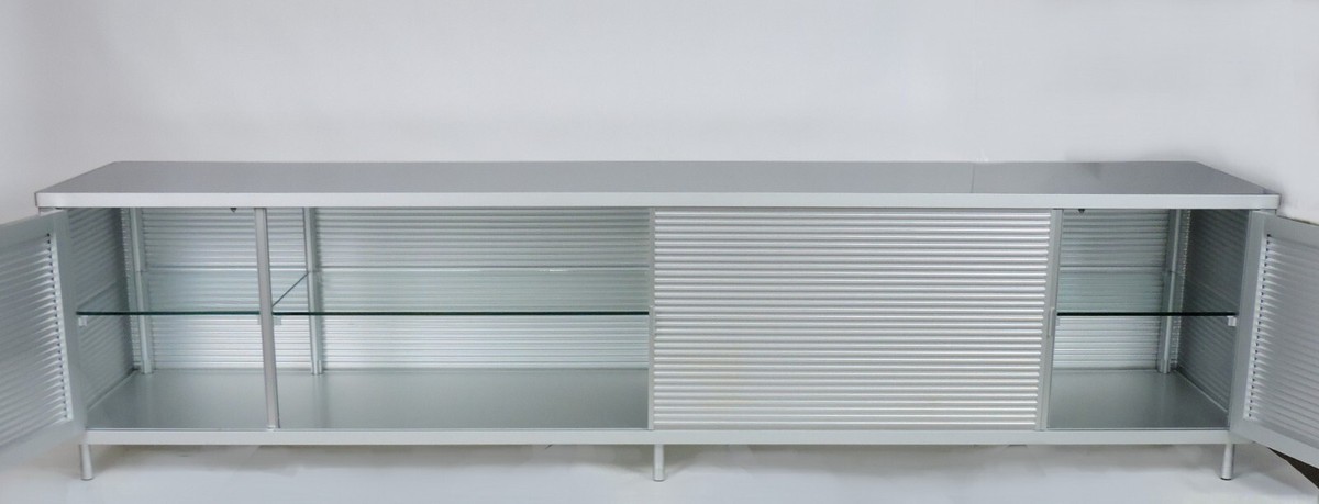 Ycami PAC Aluminum and Glass Cabinet Credenza by Decoma Design