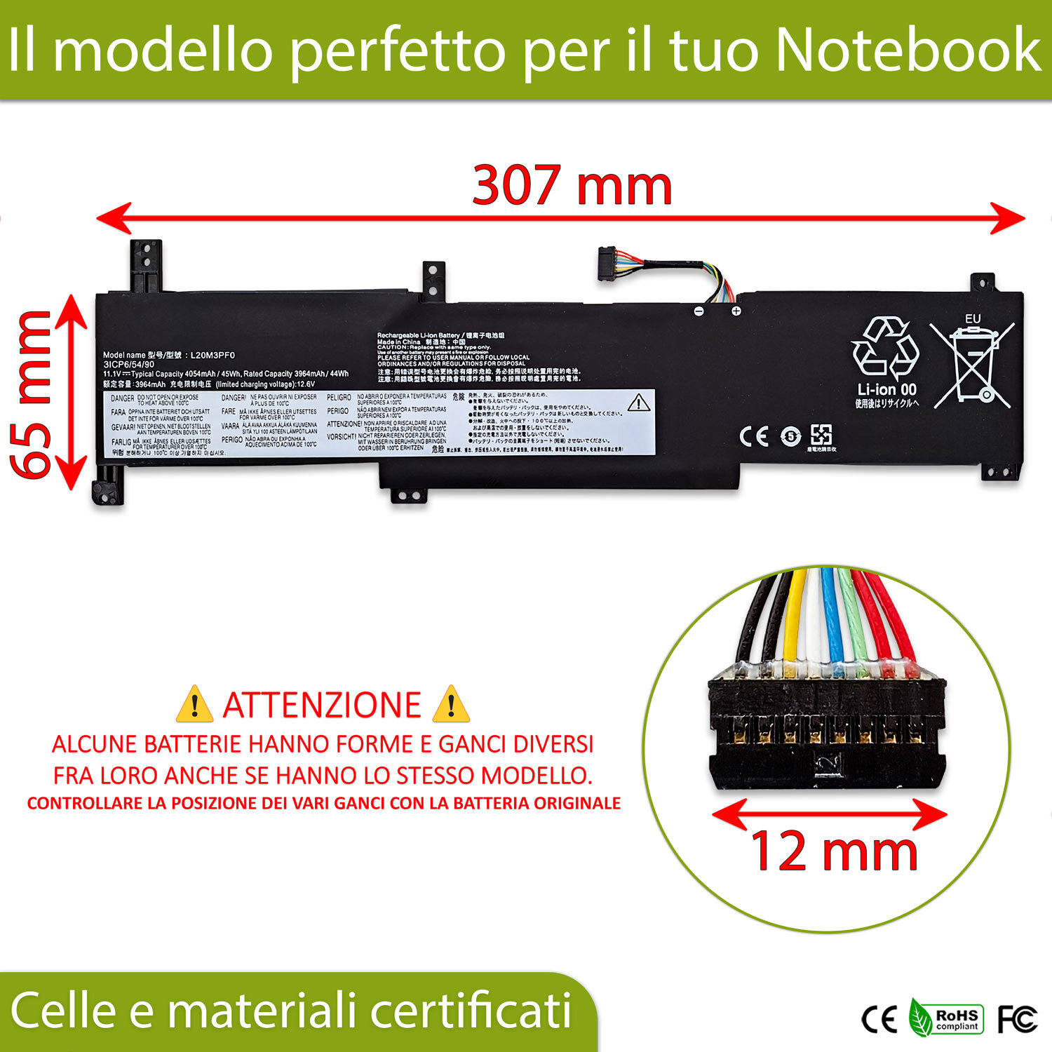 Batteria 11.1V 4054mAh per Lenovo V15 G2-ALC Type 82KD - Ricambio - 2
