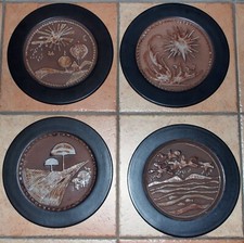 CERAMANO REA 4 Wandteller  Elemente Feuer-Wasser-Himmel-Erde 30 cm