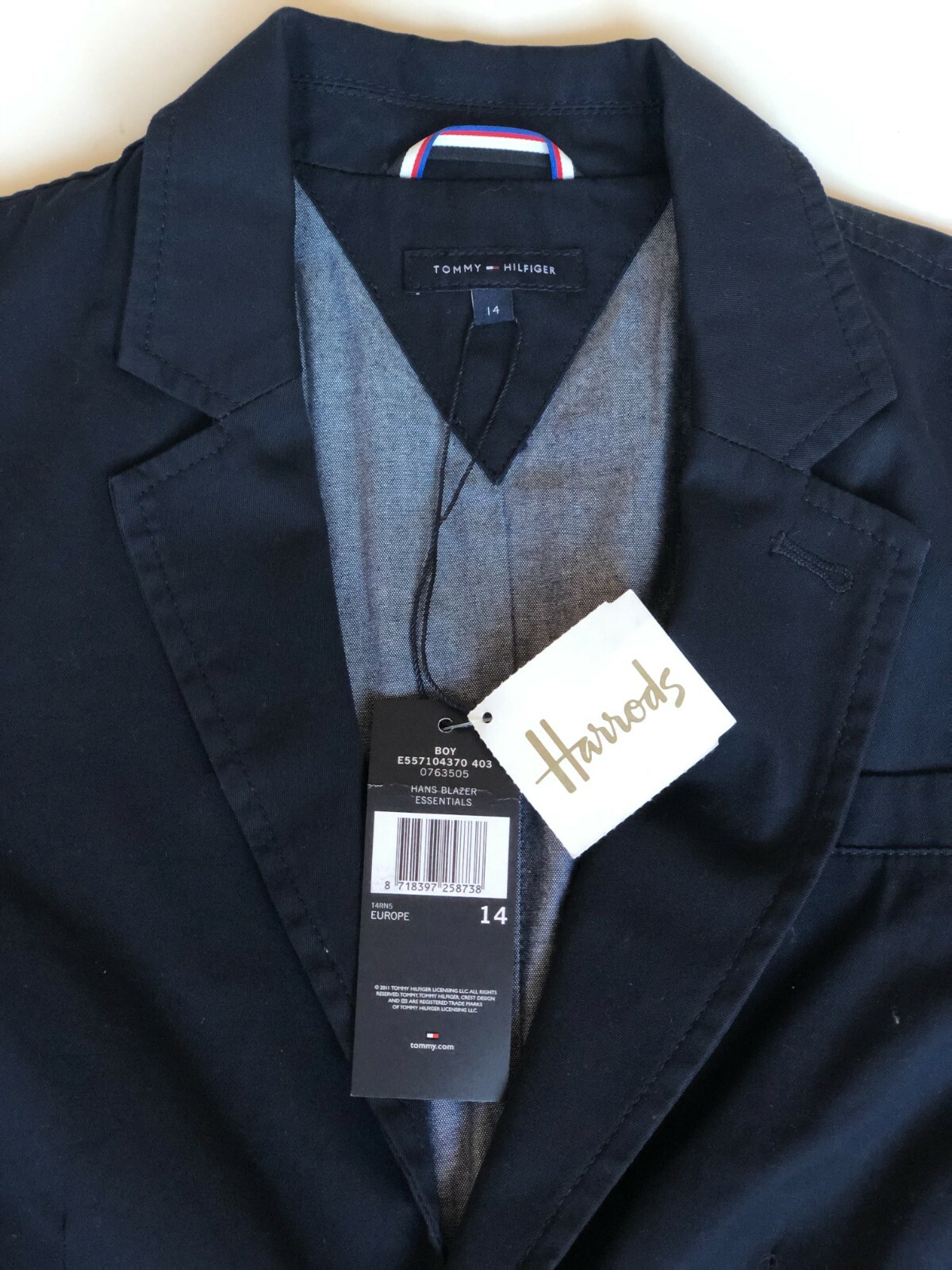 TOMMY HILFIGER boys blazer essentials size 14 navy image 2