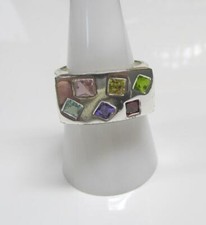 Women's Sterling Silver Multicolored Stones Ring Size 9 9g 15-C915