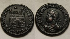 Constantius camp-gate turrets star Rare genuine Ancient Roman coin Siscia 327 AD