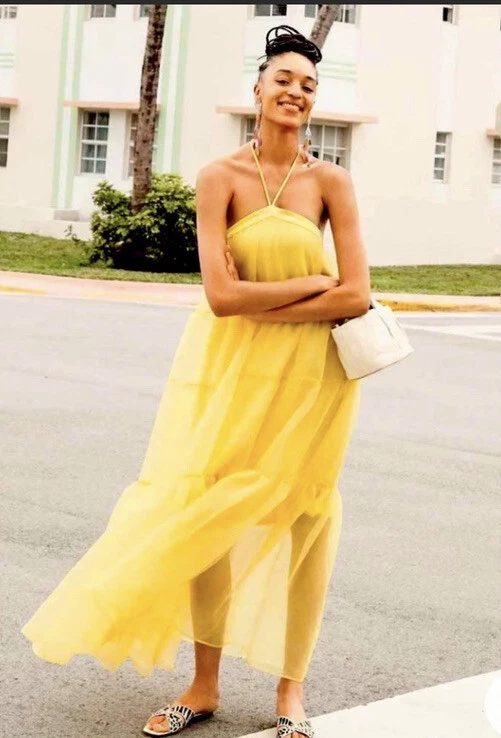 yellow halter dress