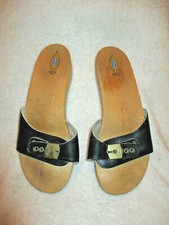 Vintage The Original Dr. Scholl's Slide Exercise Sandal Size 8 Black Strap Italy