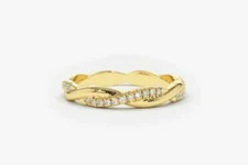 0.27 CT Weaving Braid Diamond Eternity Ring Gold/ White/ Rose 14kt Plated