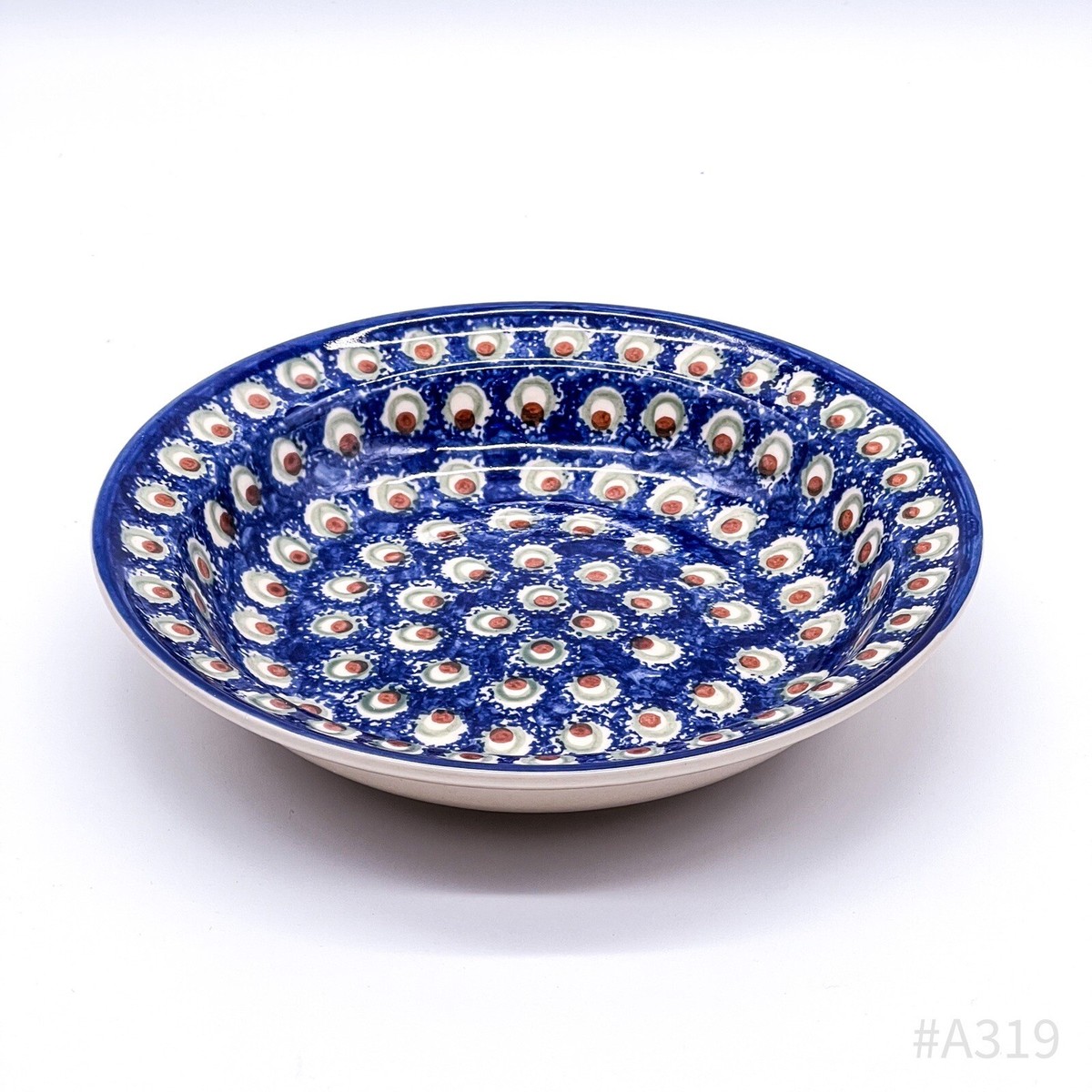 Bol Vintage WIZA Poland – Céramique Bleue – Bunzlau – Fait Main – 20x4cm