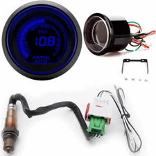 2" 52mm LED Blue/Red Light AFR Air Fuel Ratio Narrowband Gauge+O2 Oxygen Sensor 