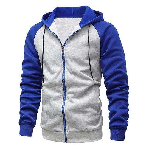 Herren Reißverschluss Hoodie Herbst Winter Sweatshirt Colorblock warme Jacke schwer - Bild 8 von 39