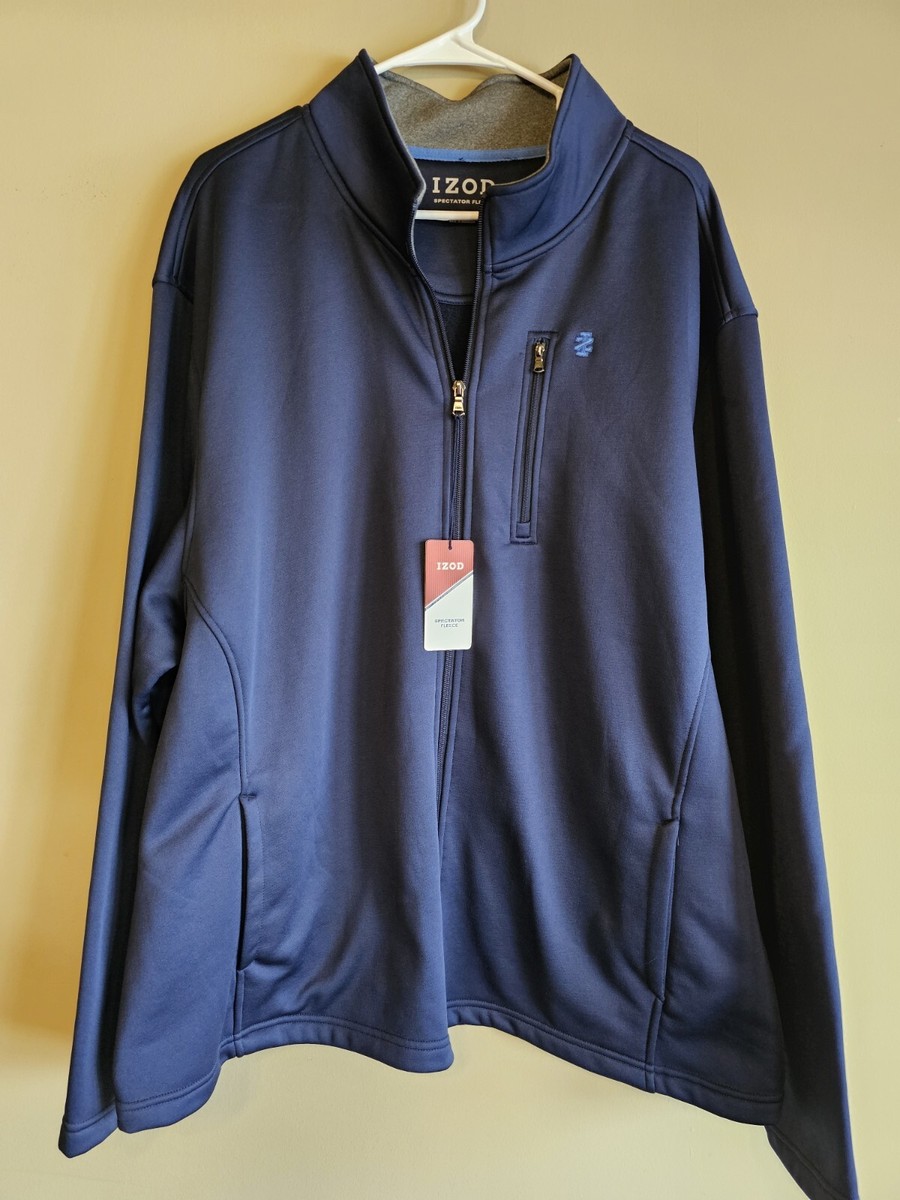 NWT IZOD Mens Blue Spectator Fleece Full Zip Jacket Size XXL (26)