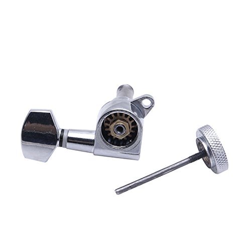 Meccaniche Autobloccanti Cromo Chitarra Elettrica - 6 in Linea foto 2