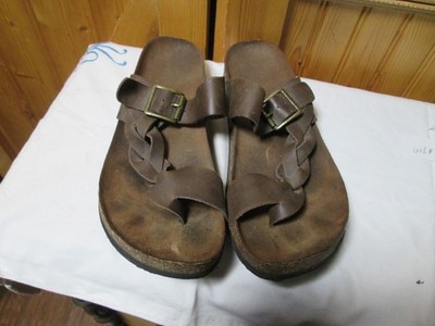 Kohl's Artwork Open Toe Brown Leather Cork Women's Slide Sandals 8.5 M buckle