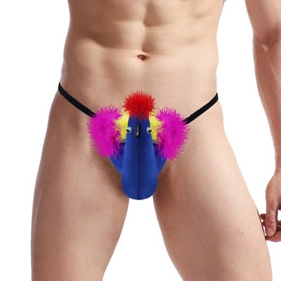 Herren Slim Fit Blau G-String Slip mit Funktionellem Hühnerbeutel Design