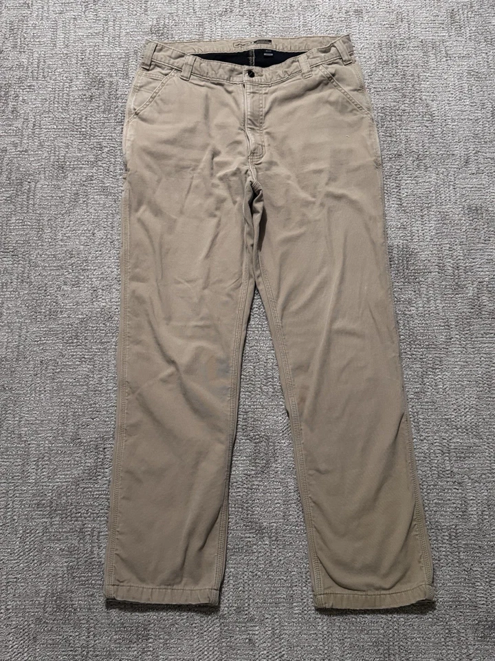 Мужские прочные гибкие брюки Carhartt 34x32 хаки трикотажные рабочие брюки с подкладкой плотник - Изображение 3 из 4