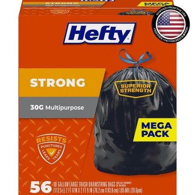 Strong 30 Gallon Trash Bags - Heavy-Duty, Puncture Resistant, 56 Count