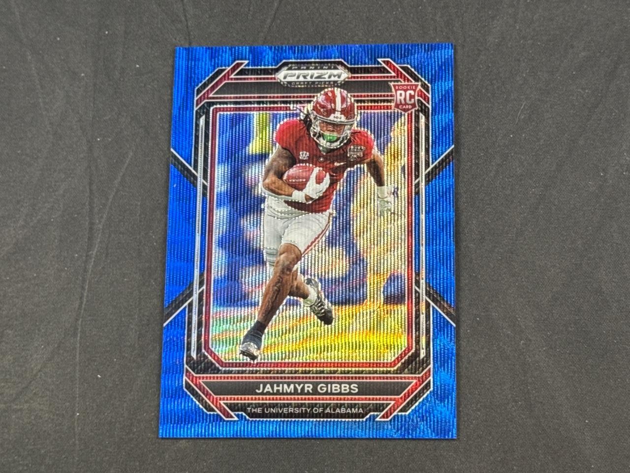 2023 PANINI PRIZM DRAFT JAHMYR GIBBS #116 ROOKIE BLUE WAVE PRIZMS 156/249 LIONS