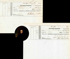 Pair of Mohawk and Hudson Railroad signed by James Gallatin - 1834 and 1836 da