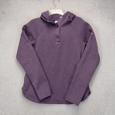 Columbia Hoodie Sweatshirt Womens Medium Purple Fleece Zigzag Pockets Pullover