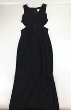 Adrianna Papell Evening Black Beaded Cutout V-neck Formal Dress Size 4