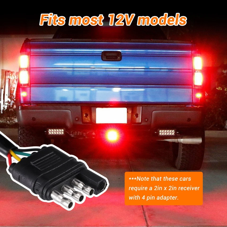 2'' Trailer Truck Hitch Towing Receiver Cover Smoked Lens 15 LED Brake Light US Foto 3 de 4