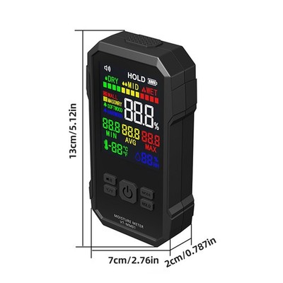 Pinless Moisture Meter For Drywall Wood Humidity Detector Non-Destructive NRRK