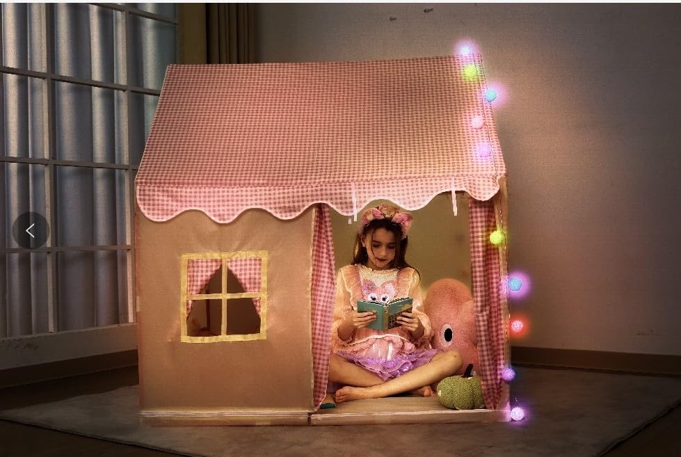 Tenda da principessa per bambine luci colorate e rana arcobaleno giocattolo foto 2