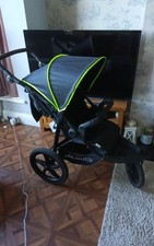 Hauck Runner Air 3-Wheeler Pushchair Jogger Buggy Black Neon/Green Beautiful VGC