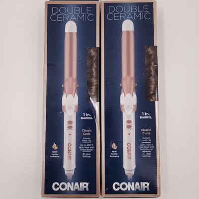 Conair Double Ceramic 1'' Barrel Classic Curling Iron Set of 2 CD701GN *Open Box*