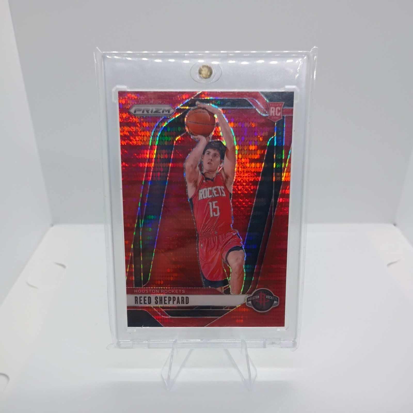 2024-25 Prizm Basketball Reed Sheppard Red Pulsar Rookie /75 Rockets Color Match