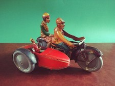 Rare 1930's RICO Tin Wind-up Sidecar Motorcycle Tinplate Bike Tippco