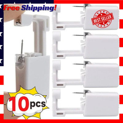 10× Ear Piercing Disposable Kit Silver Stud Earring Gun DIY Home Self Ear Sets U
