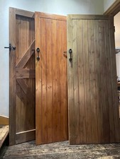 Solid Wooden Z-Brace Cottage Doors x3 Rustic Farmhouse Iron Handles