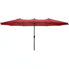 15 Ft. Double Sided Market Umbrella with Hand Crank in Red