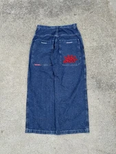 JNCO Jeans Red Tribal Crowns Y2K Streetwear 