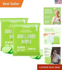 Gentle Aloe Infused Body Wipes - XL 12"x12" for Sensitive Skin, Cucumber Scent