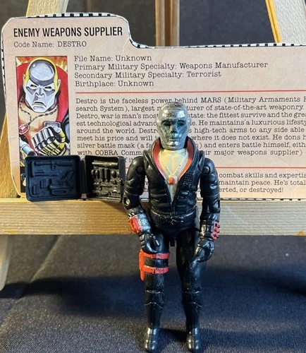 G.I. Joe Cobra Destro Action Fig W/File Card and Pack Vintage 1983. New O-Ring