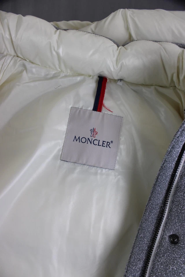 Moncler Niñas Chouette Gris Brillante Crema Desmontable Capucha Puffer Abrigo Chaqueta 12 Foto 3 de 4