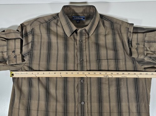 Crofts & Barrows XL Men’s Shirt Brown W/ Darker Stripes Button Up Collared - Picture 9 of 10