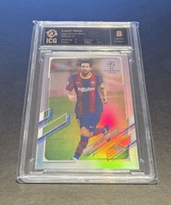 2020-21 Topps Chrome UEFA CL Silver Ref Base Soccer Card Lionel Messi 