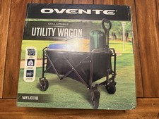 Ovente Collapsible Utility Wagon WFU011B, 220 lb Capacity, Black