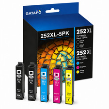 252XL-5PK Ink Cartridge for 252 Ink work with WF-3620 WF-7110 WF-3640 WF-7110