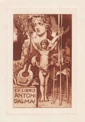 Jose Triado Exlibris Antoni Dalmau Antique Art Nouveau Etching Print