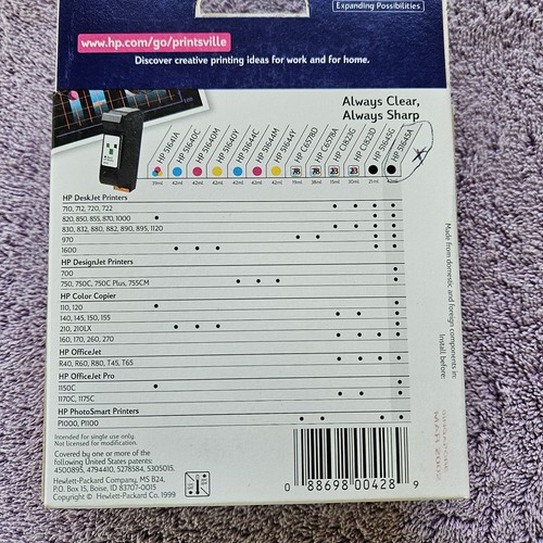 HP 45 Large Black Ink Cartridge 51645A, Factory Sealed, New - Picture 3 of 3