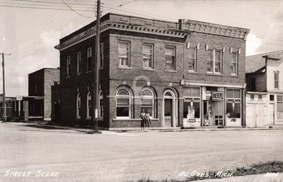 Street View Au Gres MI Michigan RPPC Photo Postcard COPY