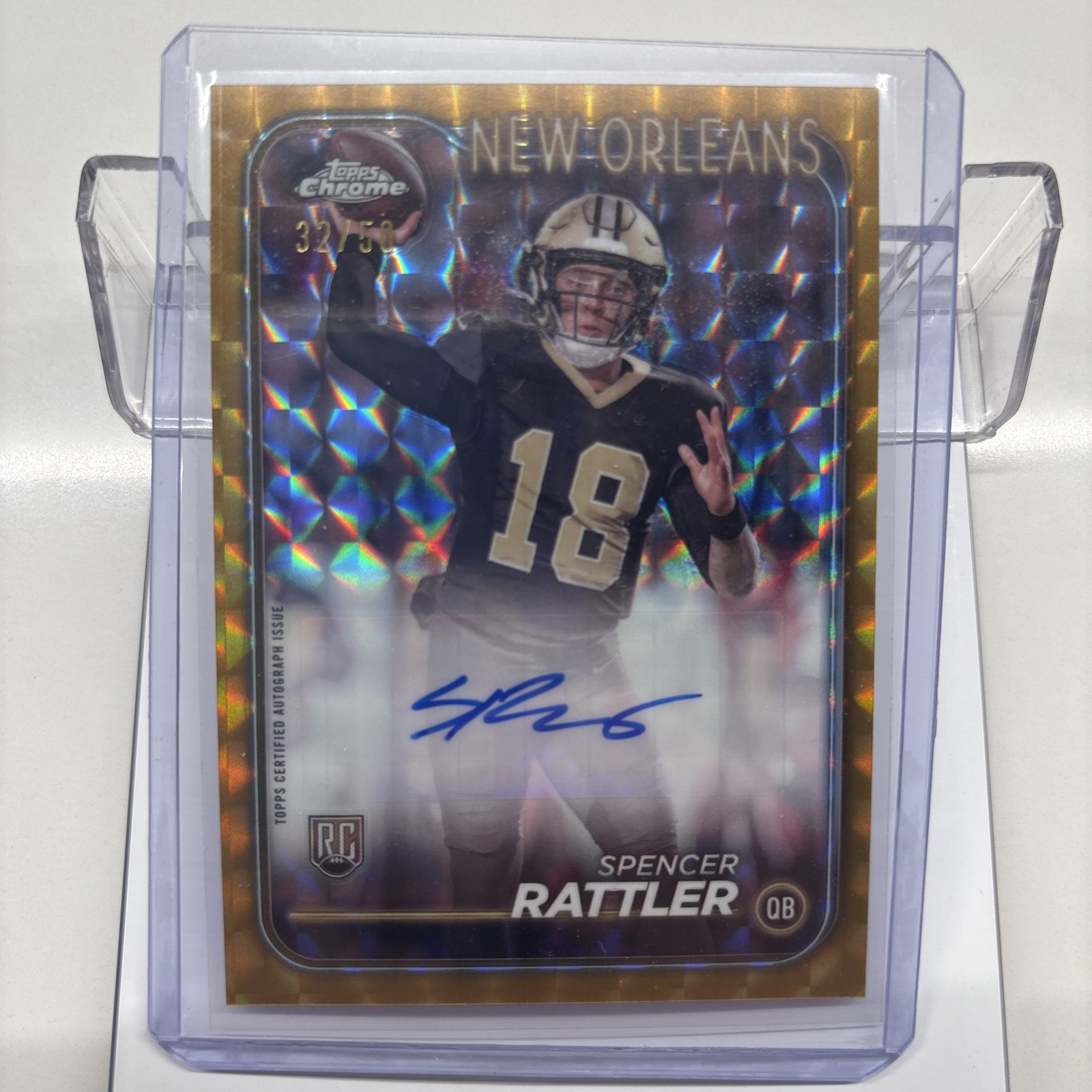 2024 Topps Chrome Spencer Rattler RC Gold Geometric Auto /50