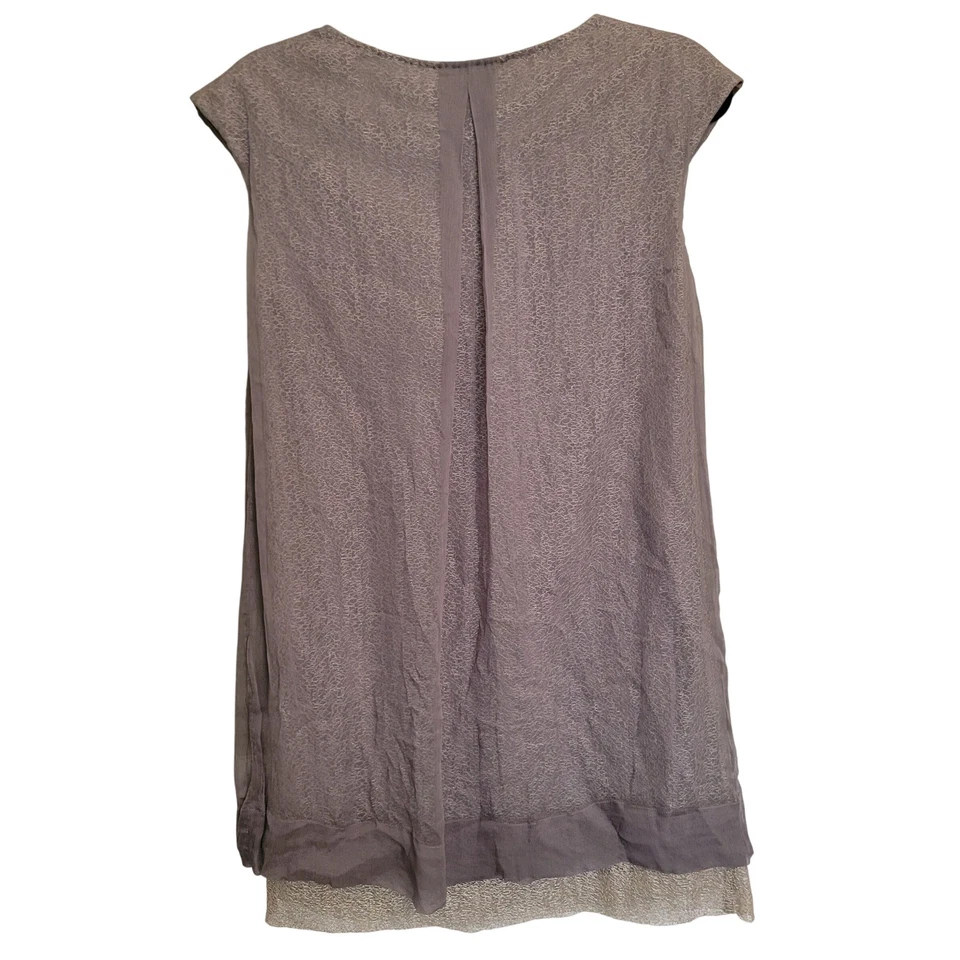 Mini Vestido Gold Hawk Adornado con Cuentas Lavanda Seda Capas XS Foto 2 de 4